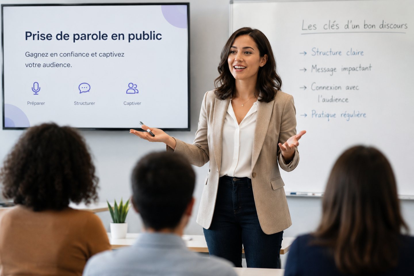 Salle d’atelier aménagée pour une formation en entreprise
